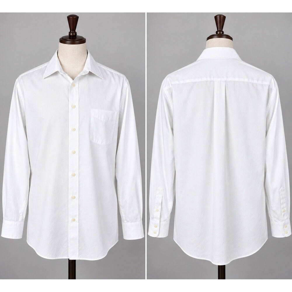 Stafford Travel Dress Long Sleeve Shirt Size 18 34-35 MenS White Cotton
